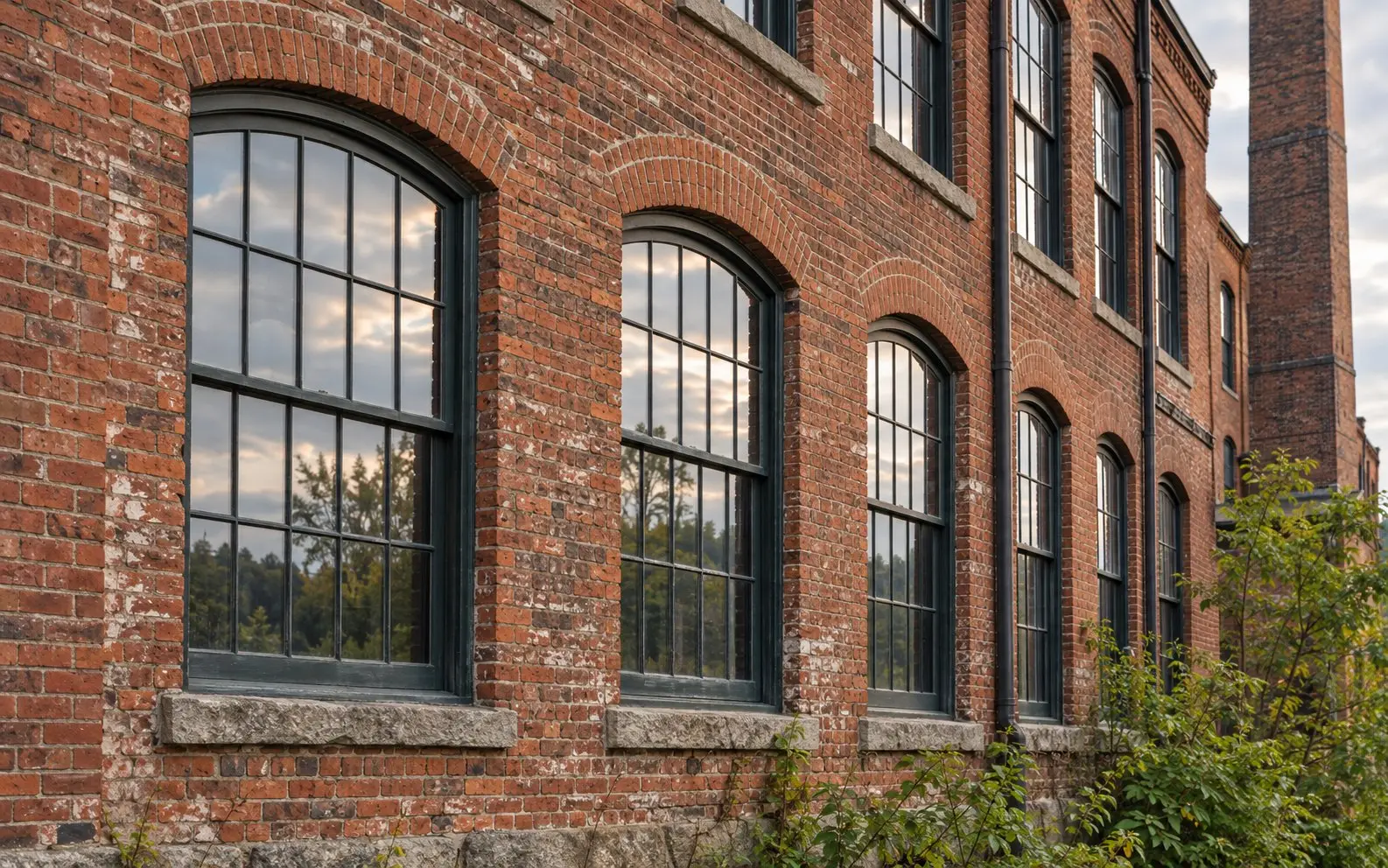 The arched windows were rebuilt to the original 1898 pattern.